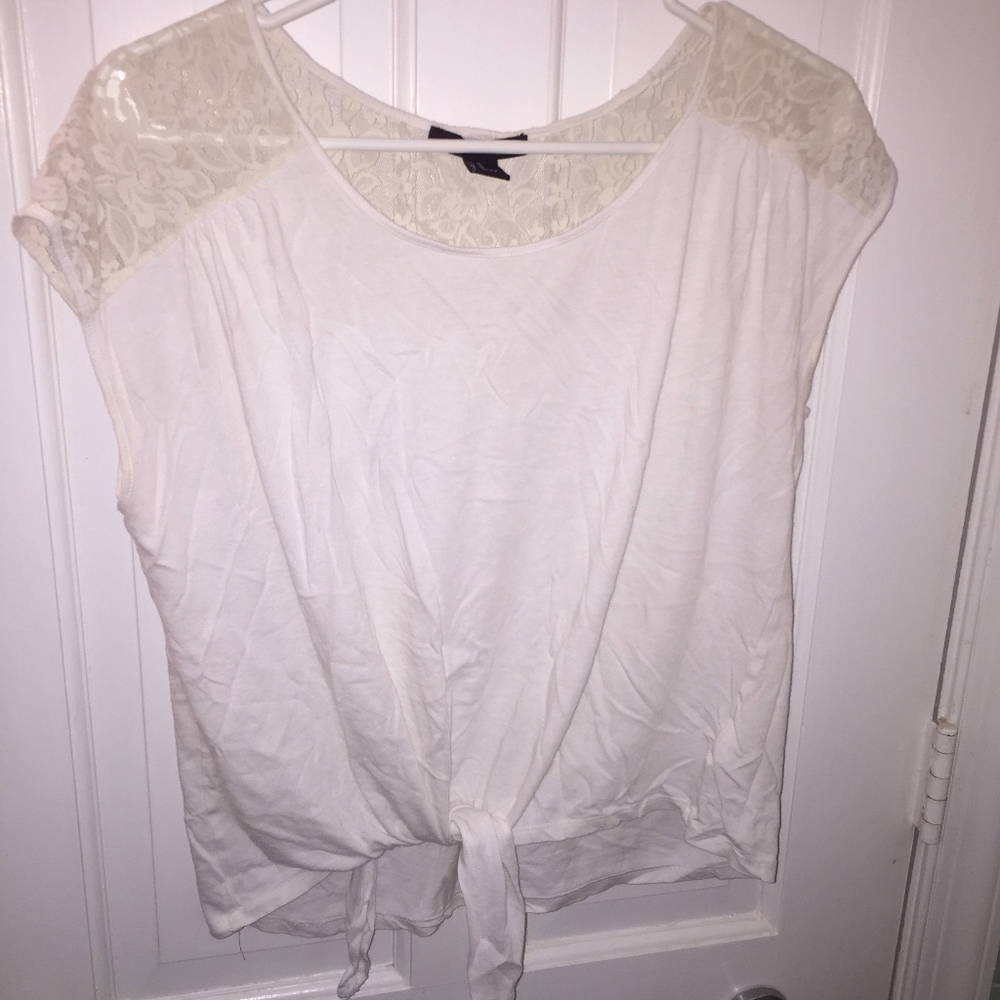 Forever 21 white front tie shirt